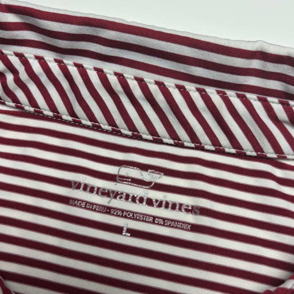 Vineyard Vines Performance Polo Shirt Men's Large‎ Red White Striped golf Shirt - Picture 6 of 7